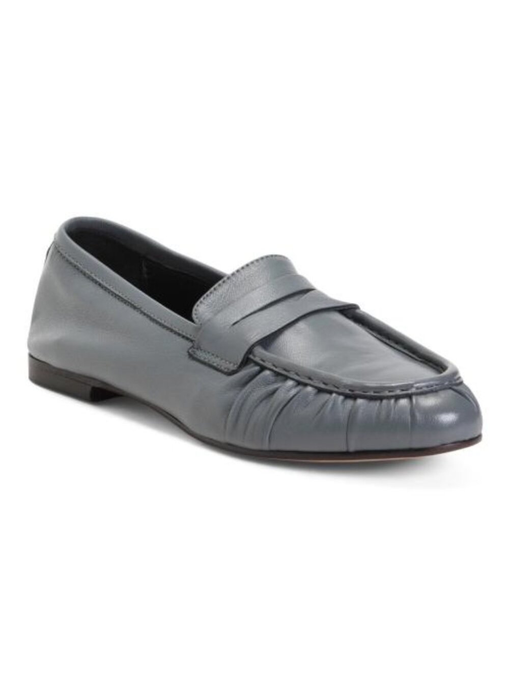 FABRIZIO CHINI Made In Italy Leather Stitched Toe Box Penny Loafers With Lining